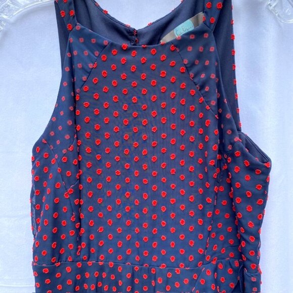 Eva Franco Maryanne Dress Navy Red Size 6 Flirty Sexy cut out back - Picture 2 of 5